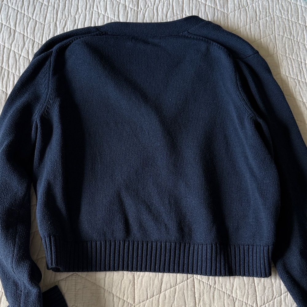 Sunday Best Navy Cropped V‑Neck Button Cardigan - Picture 4 of 6